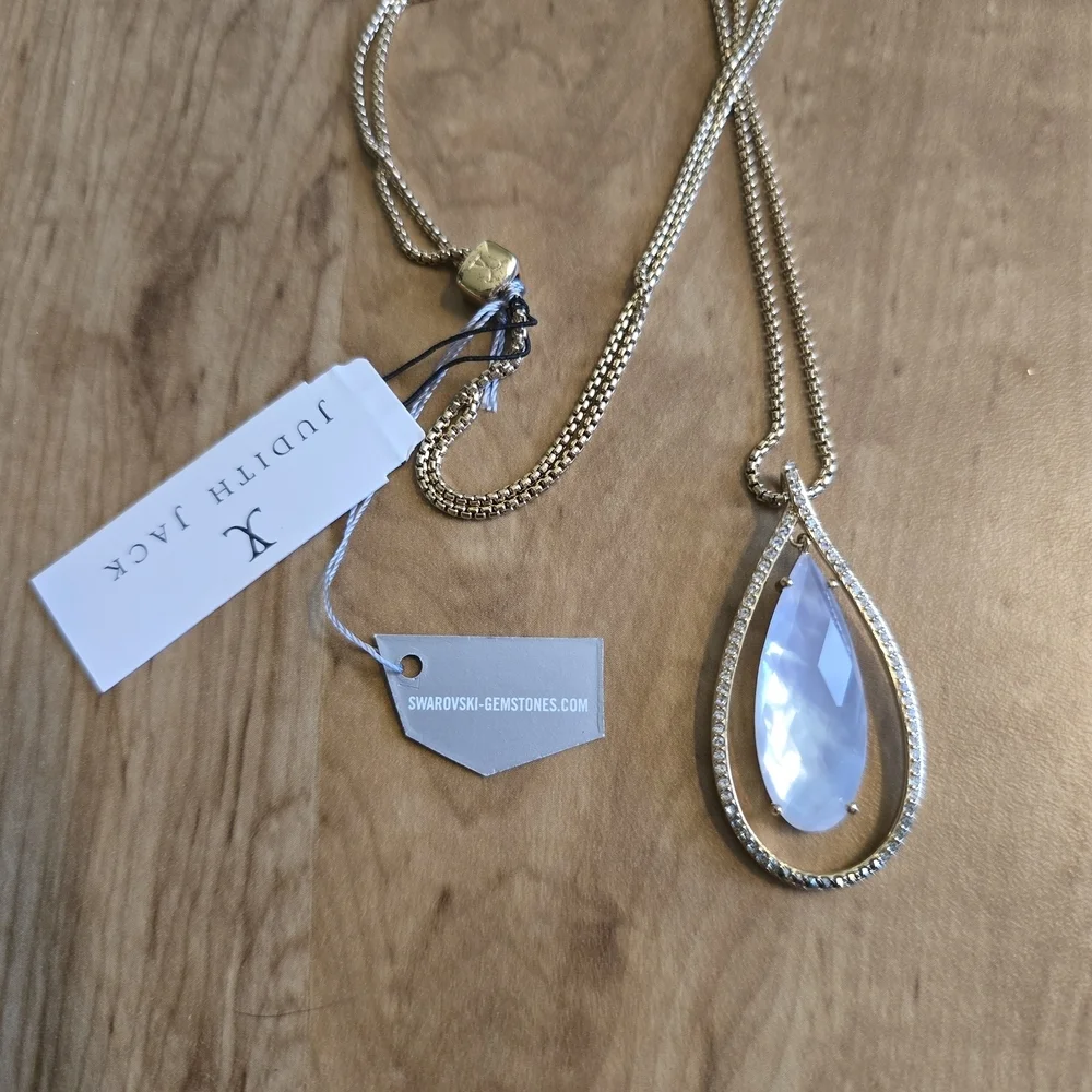 Judith Jack Gold Over 925 Necklace with Teardrop Swarovski Crystals